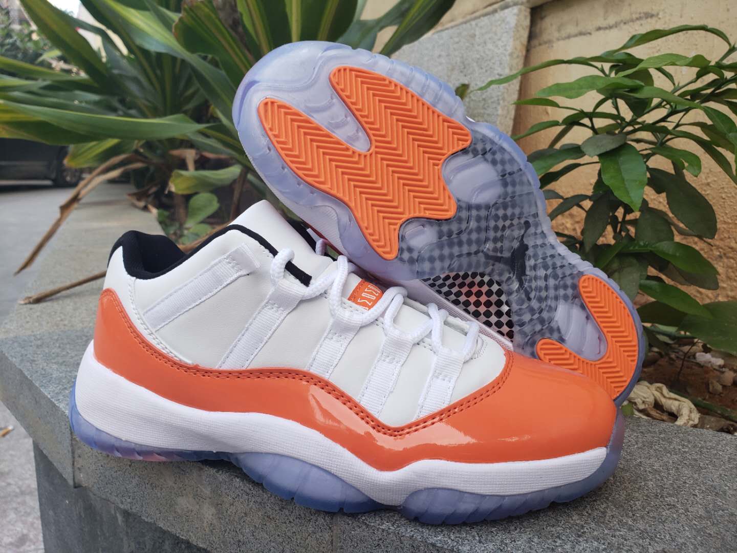 Air Jordan 11 Low White Orange Ice Sole Shoes - Click Image to Close